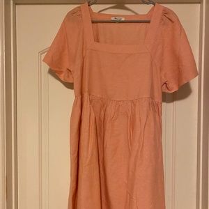 Madewell Pink Pleated Midi Sundress